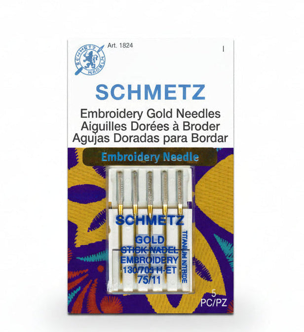 Schmetz Gold Titanium 75/11 Embroidery Needle - Gold-75