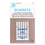 Schmetz jersey ball point needles packaging on a white background
