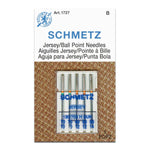 Schmetz jersey ball point needles packaging on a white background