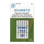 Schmetz topstitch needles packaging on a white background