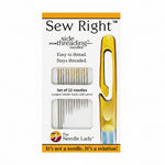 Package of 'Sew Right' side threading needles with a yellow needle on a white background.