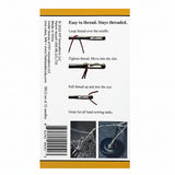 Instructions for threading a needle on a package label.