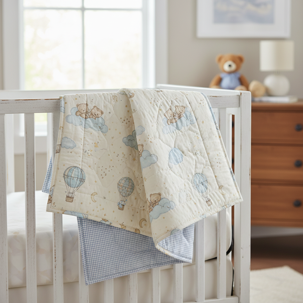 Baby Quilt with Blue Gingham fabric