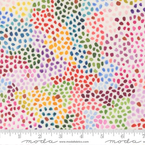 Multicolored dots on fabric