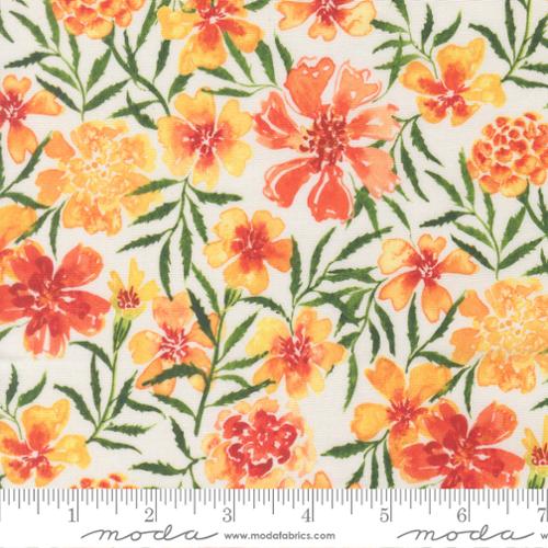 Coral colored floral pattern on fabric