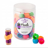 Colorful spool huggers with a container labeled 'The Gypsy Quilter' on a white background