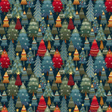 Nordic Holiday Village Stacked Trees  Dark Blue 3606 77