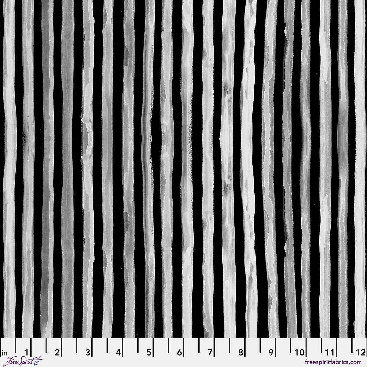 Black and white striped fabric pattern with a ruler at the bottom