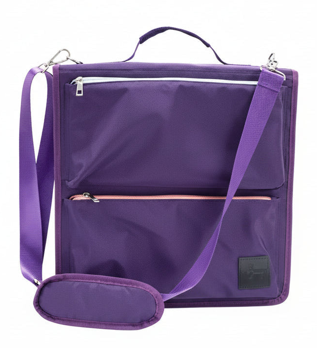 Purple bag with a strap on a white background