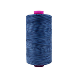 Spool of Tutti Blue Night TU1-24 50wt variegated Egyptian cotton thread featuring deep navy and midnight blue tones with subtle dark and light variation.