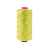 Spool of Tutti Citrus TU1-03 50wt variegated Egyptian cotton thread featuring bright citrus yellow tones with soft golden variation.