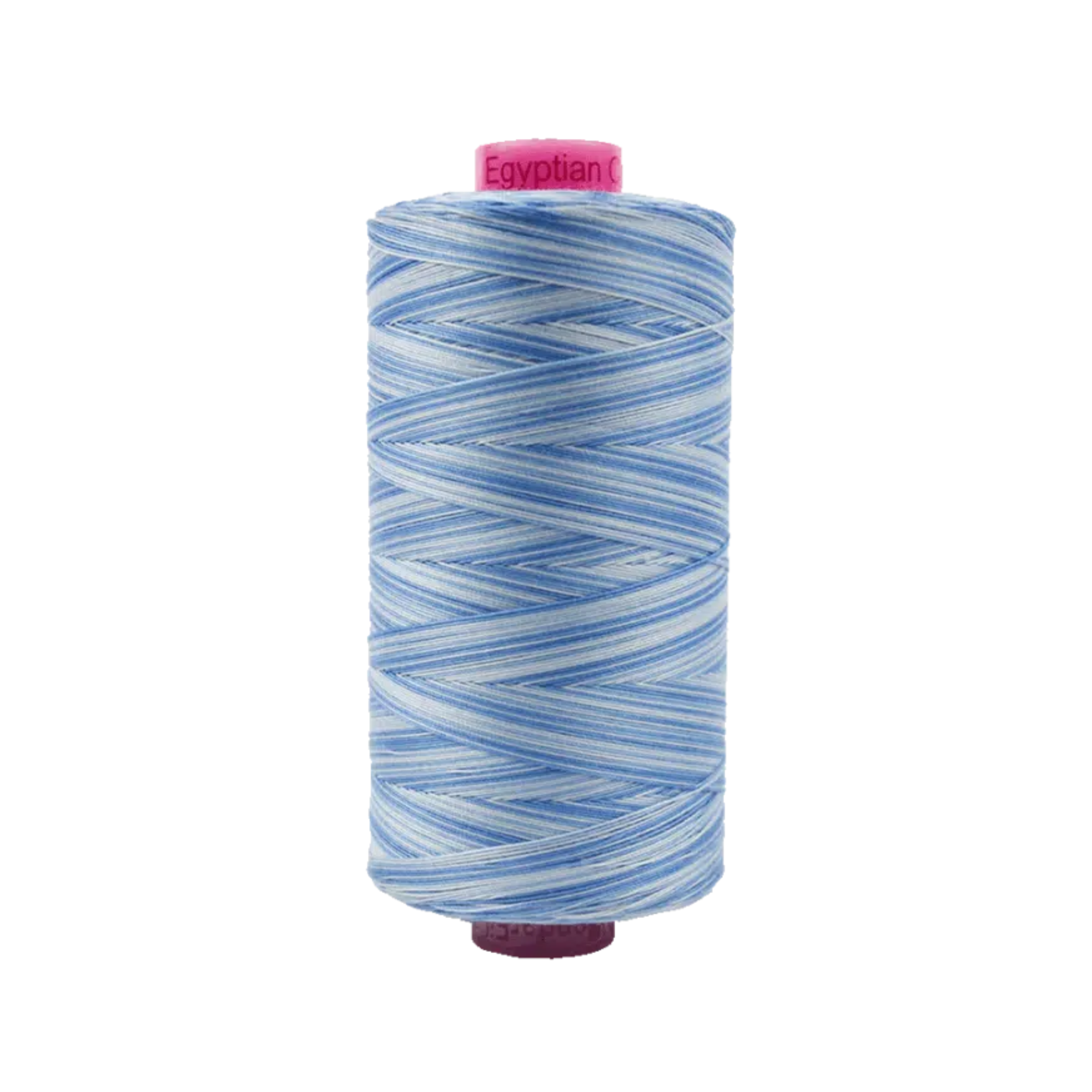 Spool of Tutti Sky Blue TU1-21 50wt variegated Egyptian cotton thread featuring light sky blue tones with soft airy variation.