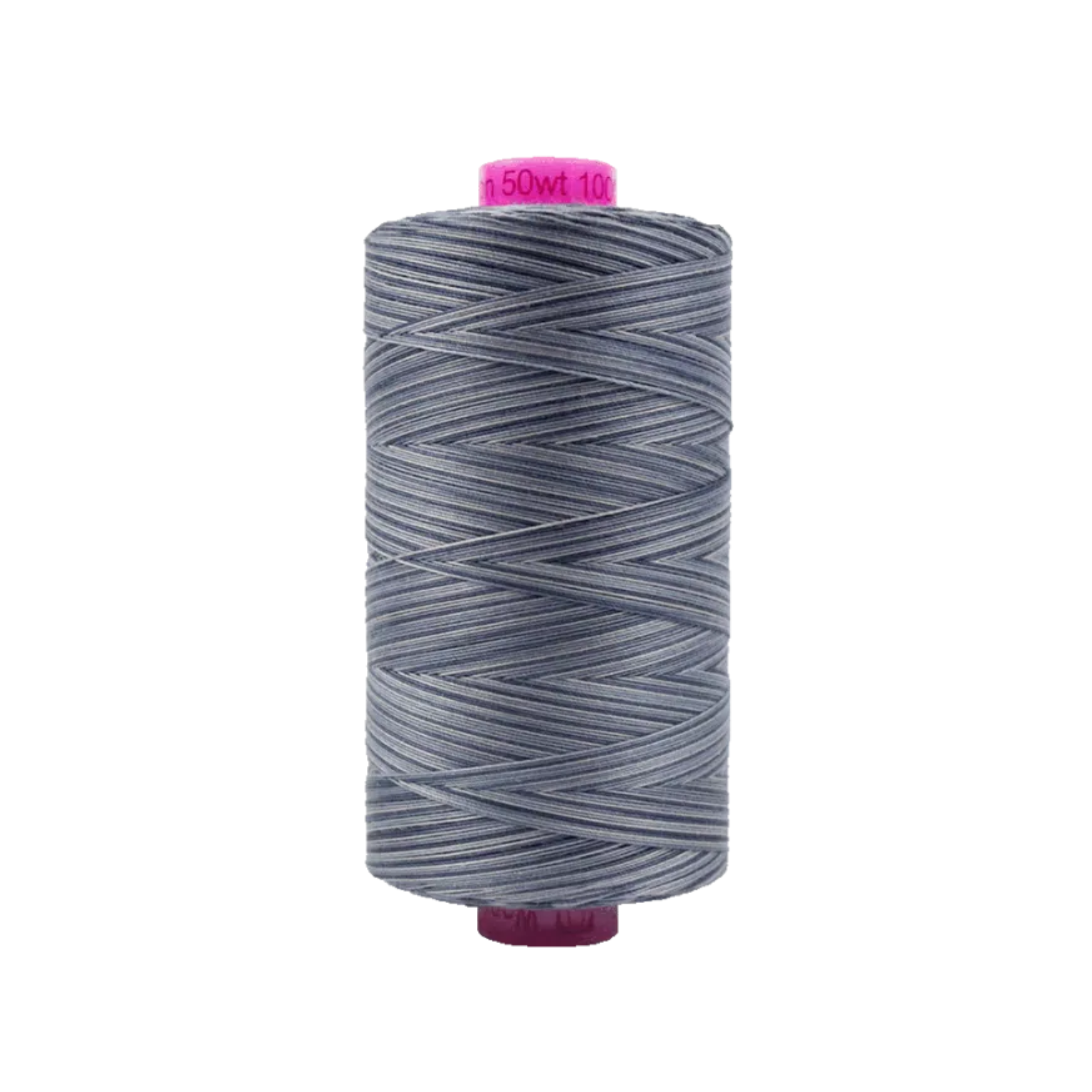 Spool of Tutti Slate TU1-40 50wt variegated Egyptian cotton thread featuring cool slate gray tones with subtle blue-gray variation.