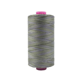 Spool of Tutti Stone TU1-39 50wt variegated Egyptian cotton thread featuring soft gray, sage green, and blue-gray tones with subtle natural variation.
