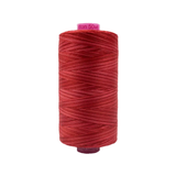 Spool of Tutti Strawberry TU1-12 50wt variegated Egyptian cotton thread featuring bright strawberry red and pink tones with soft color variation.