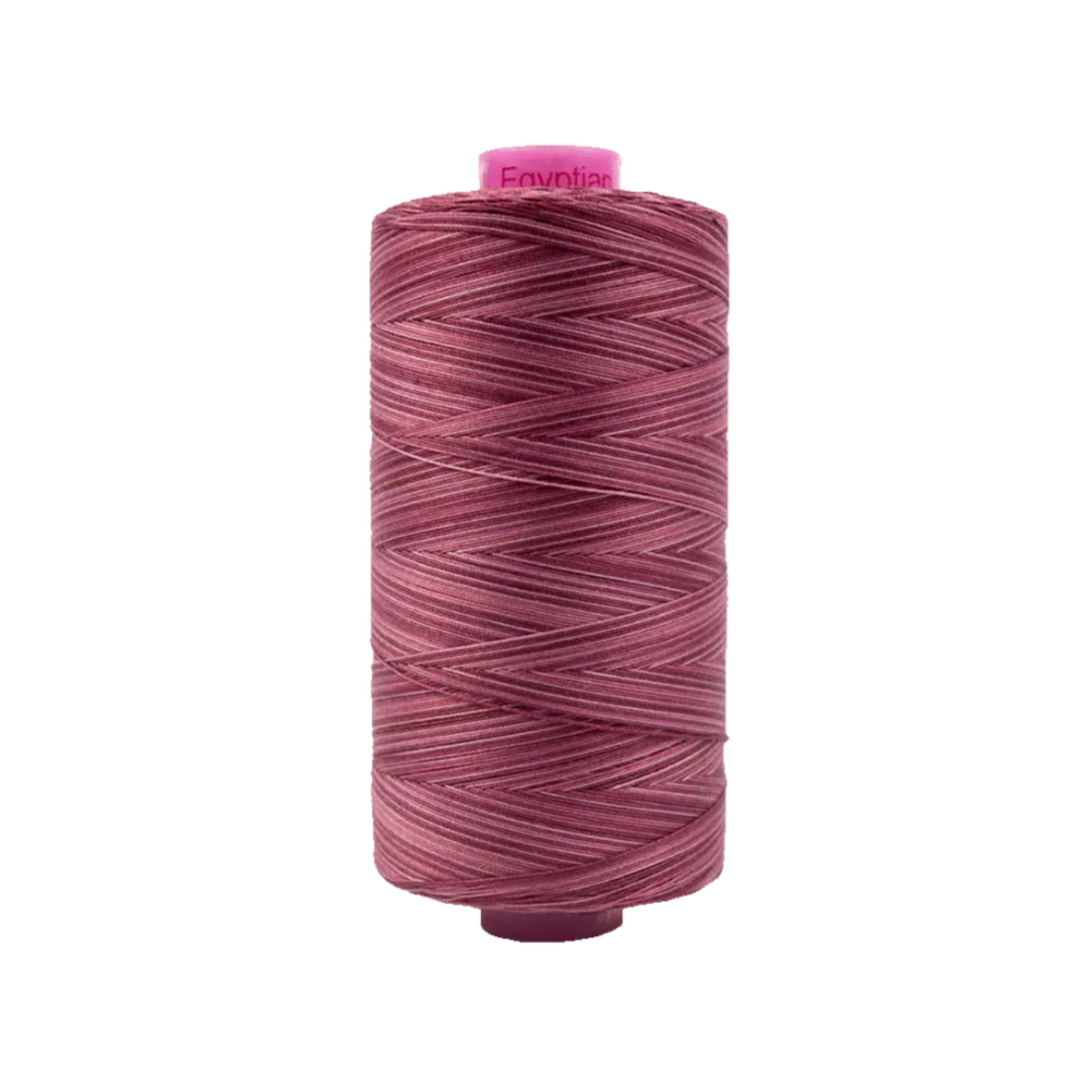 Spool of Tutti Wood Rose TU1-33 50wt variegated Egyptian cotton thread featuring muted dusty rose, warm pink, and earthy rosewood tones with subtle variation.