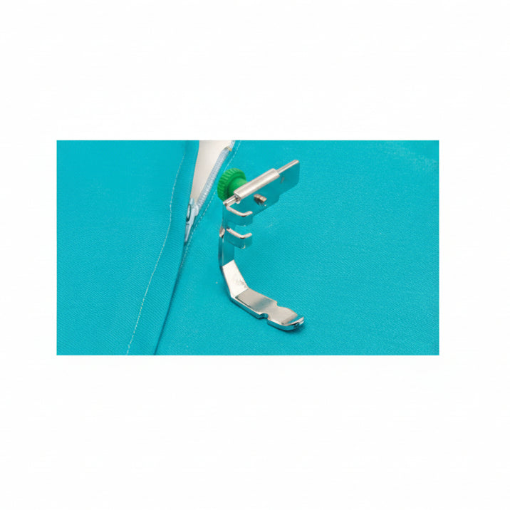 Sewing machine needle and thread on a blue background