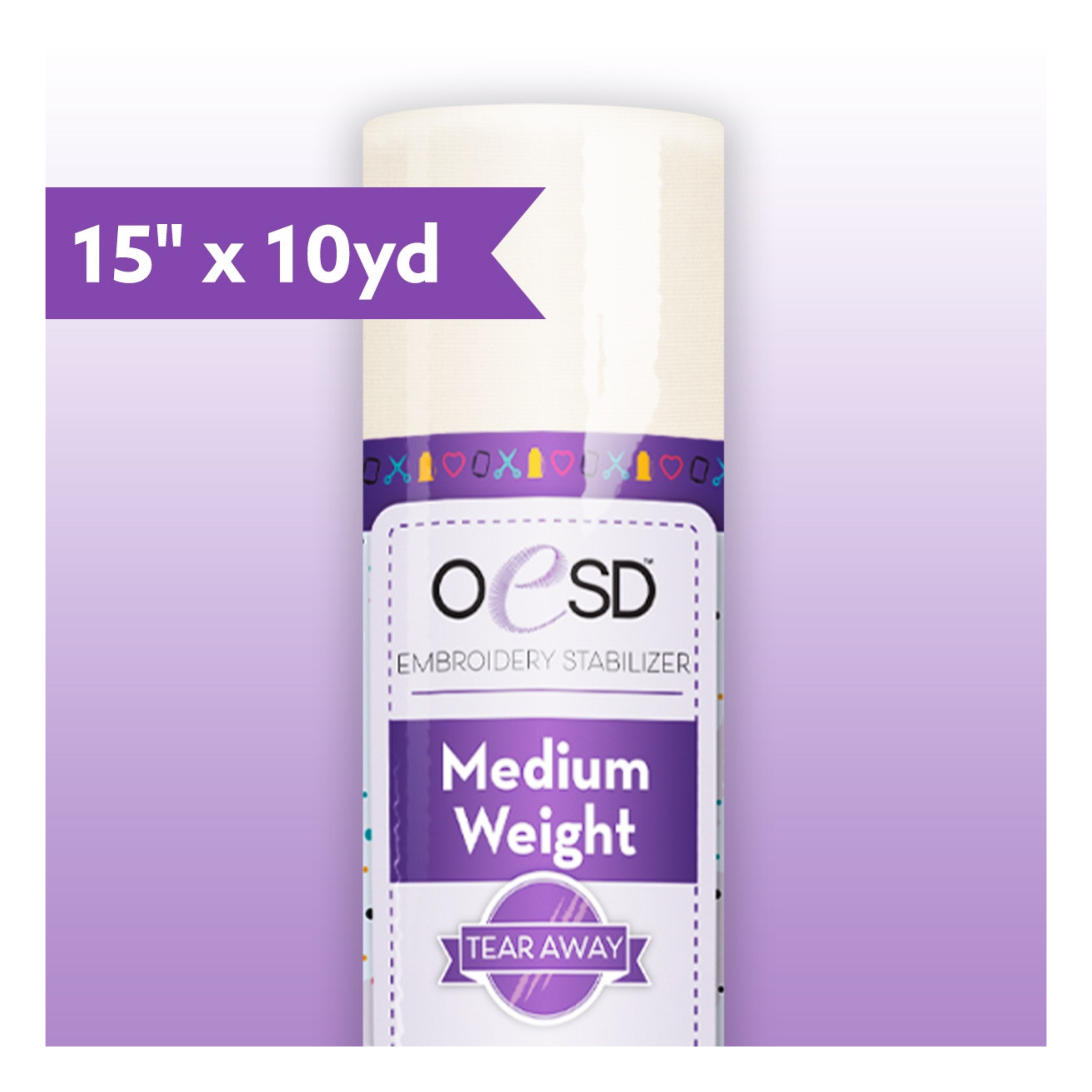 OESD Medium Weight Tear Away 15 inch x 10 yard embroidery stabilizer for woven fabrics and machine embroidery projects