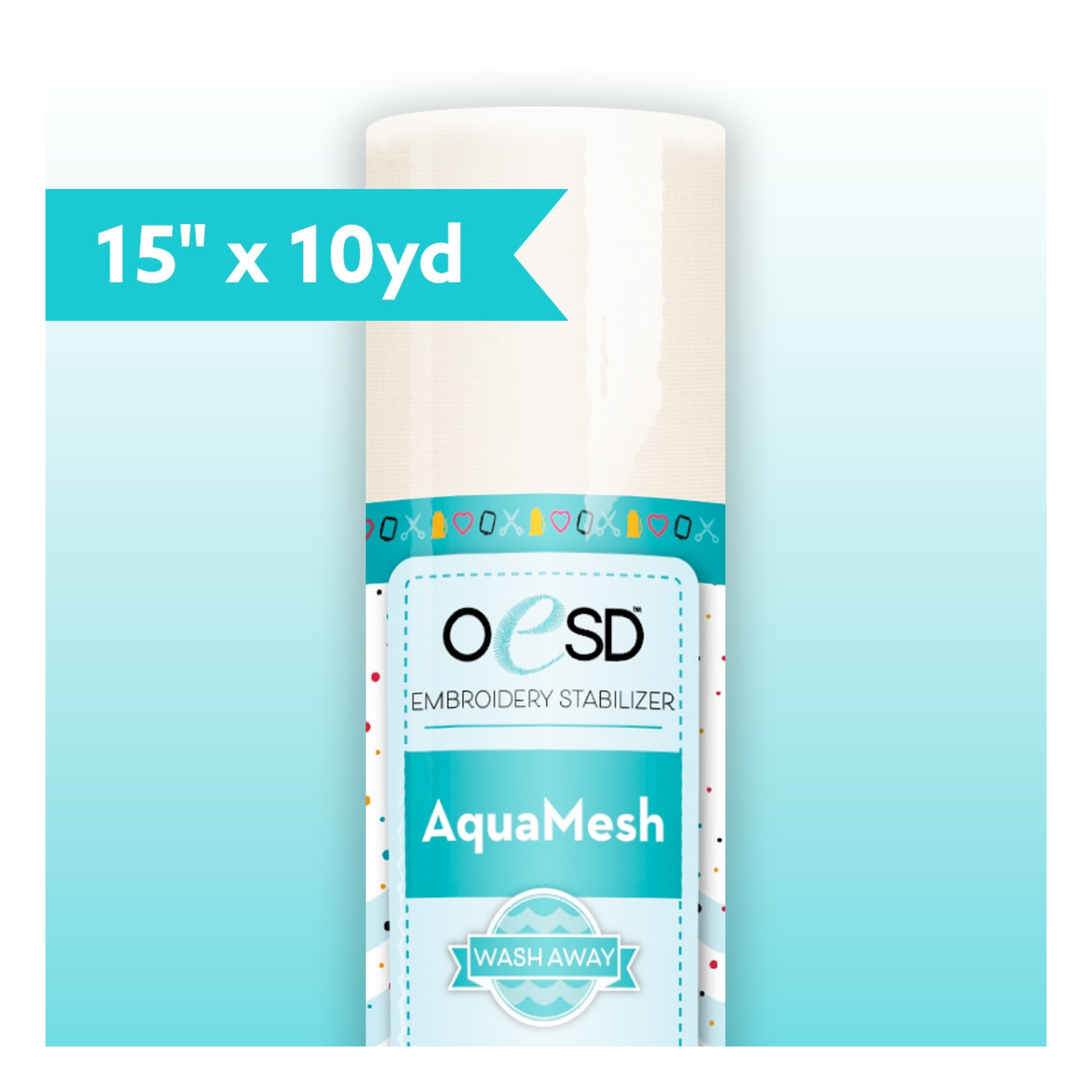 OESD AquaMesh Wash Away 15 inch x 10 yard water-soluble embroidery stabilizer for freestanding lace and sheer fabric embroidery projects