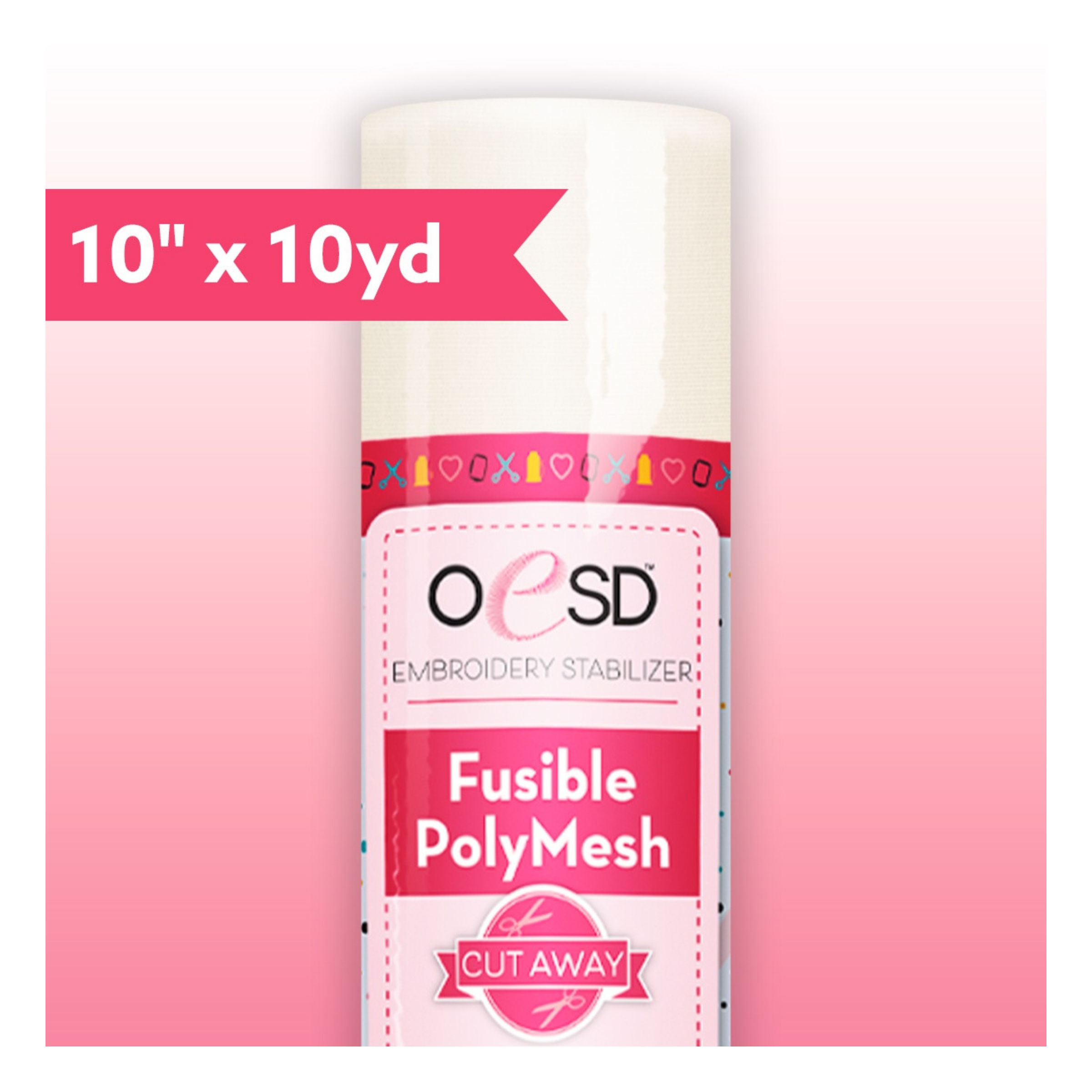 OESD Fusible PolyMesh Cut Away 10 x 10yd stabilizer for embroidery on knits and garments used in sewing and quilting studios