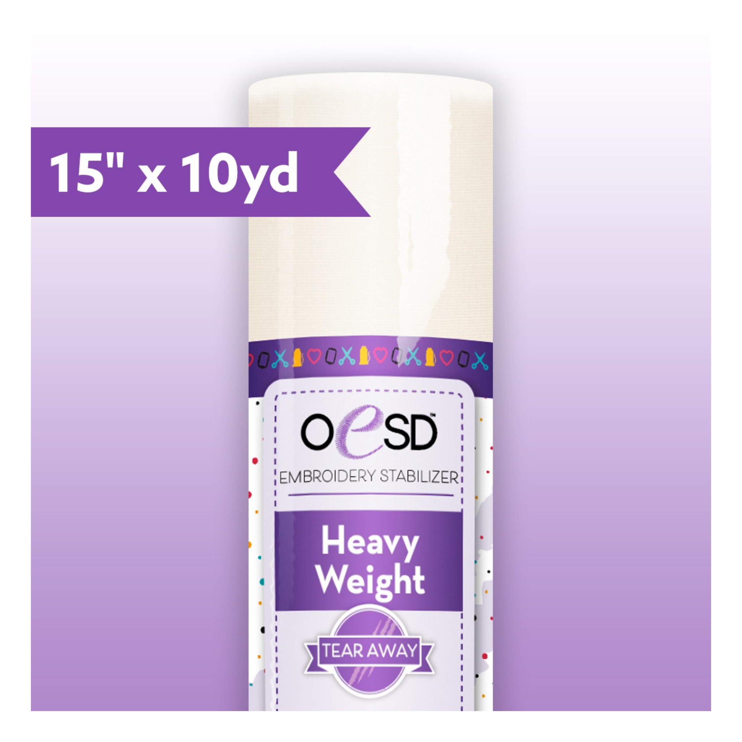 OESD Heavy Weight Tear Away 15 x 10 yard embroidery stabilizer for dense embroidery designs on woven fabrics