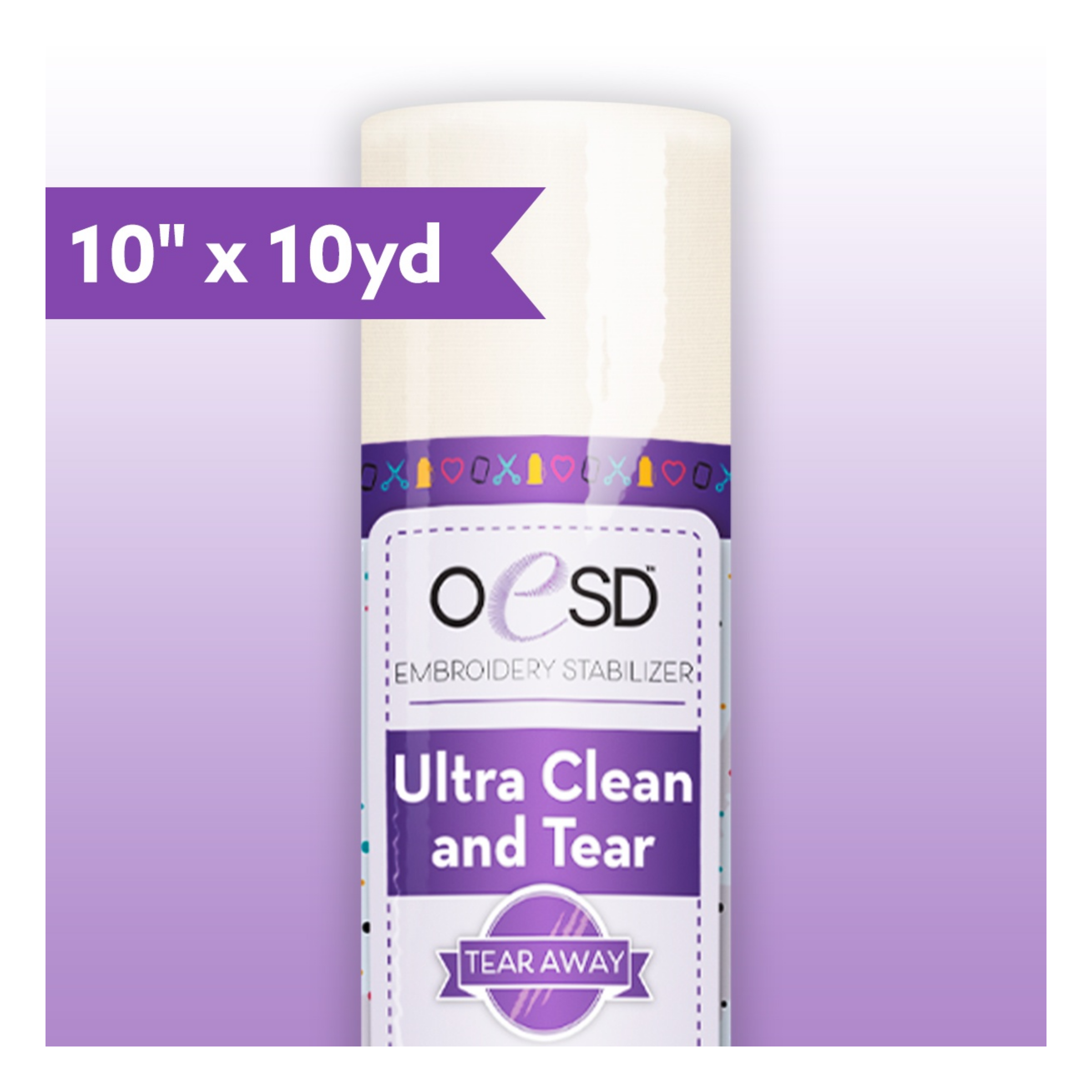 OESD Ultra Clean and Tear 10 inch x 10 yard tearaway embroidery stabilizer for woven fabric embroidery projects