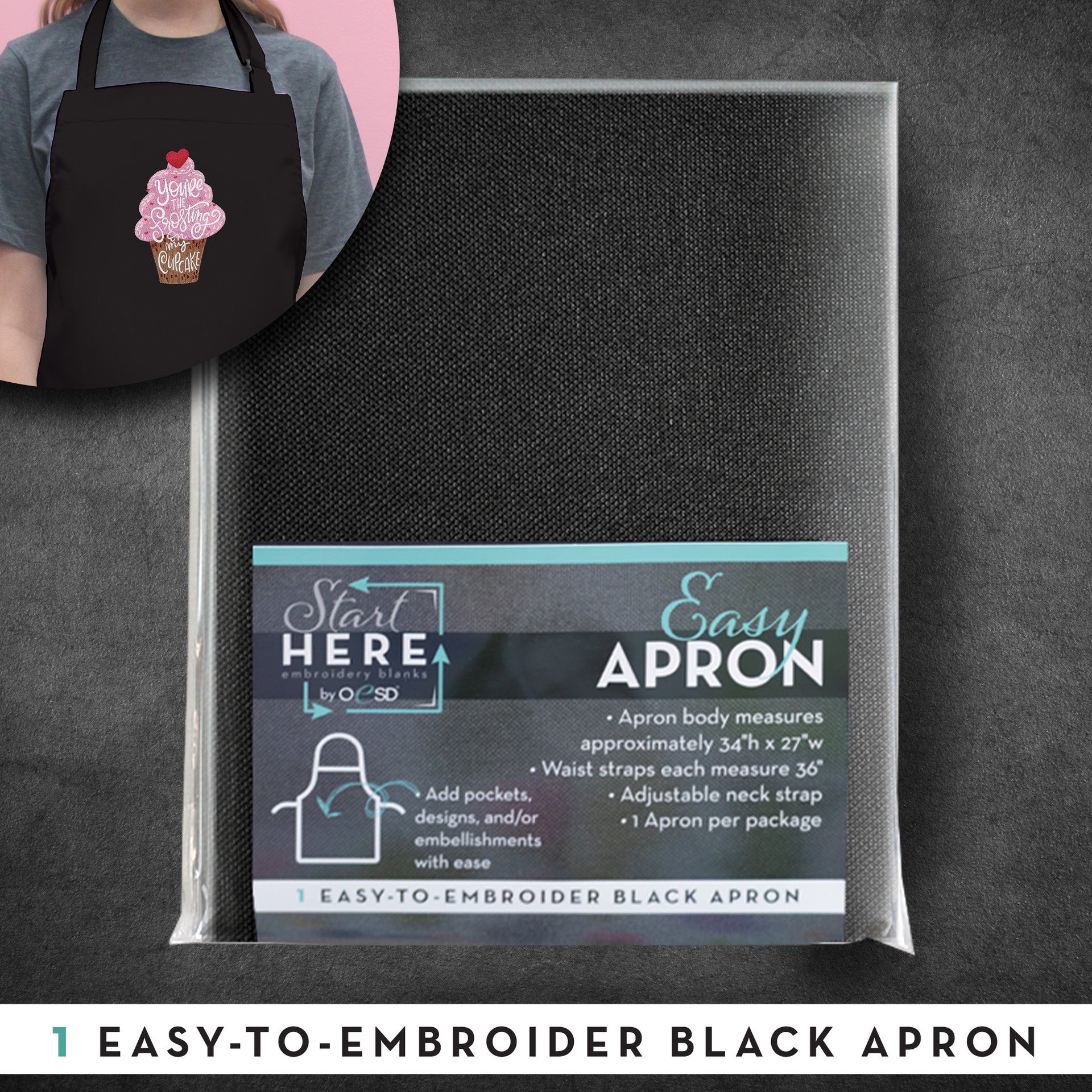 Embroidery Black Apron